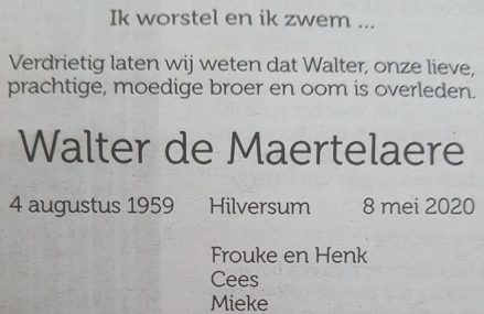 In Memoriam: Walter de Maertelaere